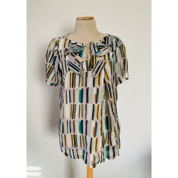 LAVIA Sempione Multicolored Tunic Top SZ 40 Made In Italy - Picture 2 of 11